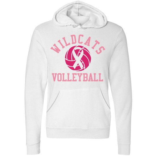 Wilcats Volleyball Breast Cancer Awareness Hoodie White