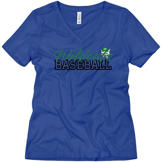 Wildcats Baseball Cat V-Neck Relaxed White