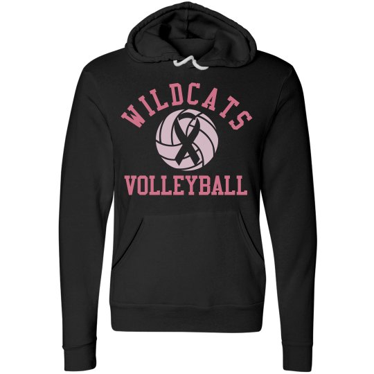Wildcats Volleyball Breast Cancer Awareness Hoodie Blac