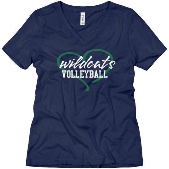 Wildcats Volleyball Love V-Neck Relaxed Black