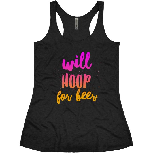 Will Hoop For Beer Racerback Pink Tank