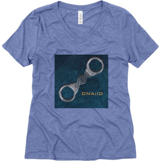 Womens V Neck Front Logo Back Catchphrase