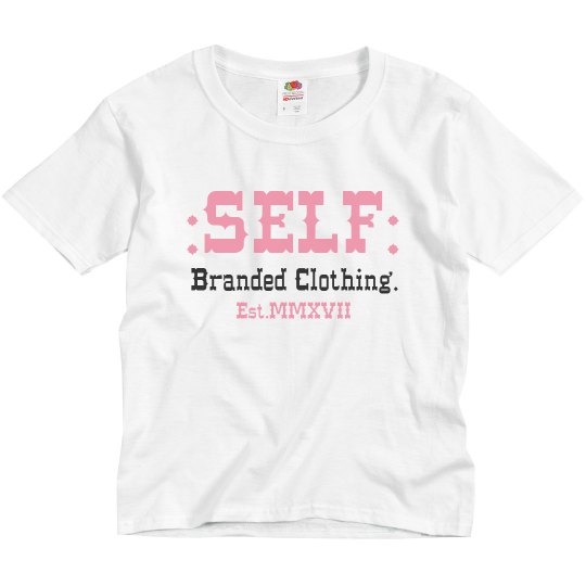 Youth SELF Branded White Pink Blk