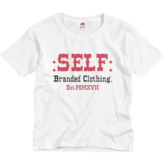 Youth SELF Branded White Red Blk