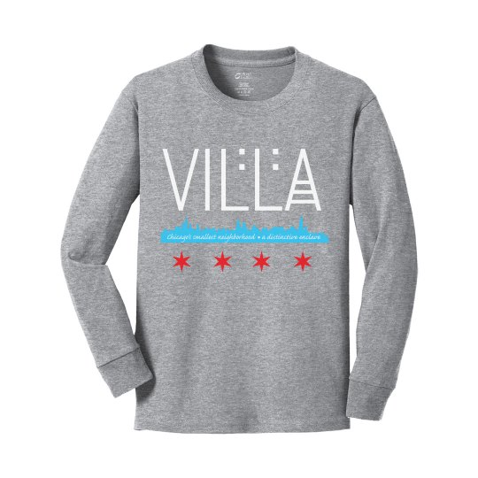 Youth Villa Chicago Skyline-Flag Long Sleeve Tee
