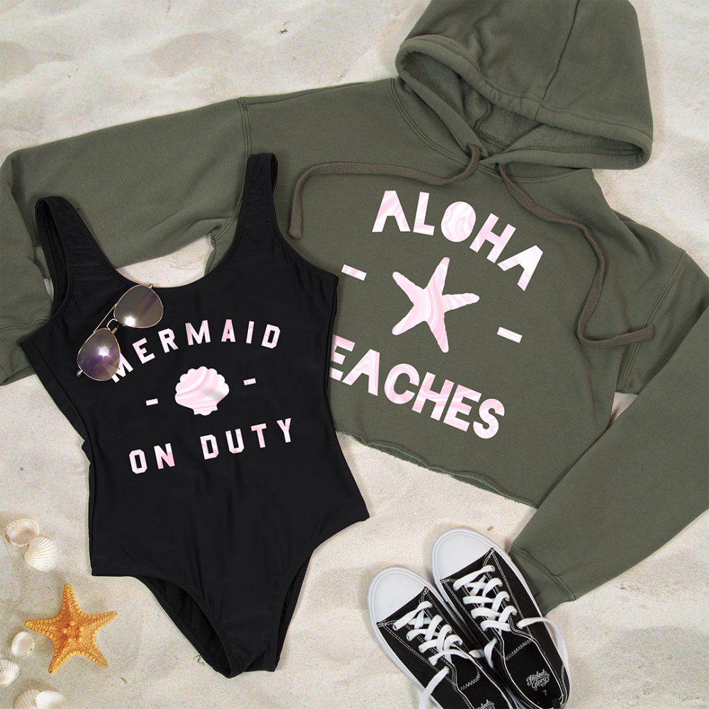 Aloha Beaches Crop Hoodie