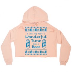 Ladies Relaxed Fit Cropped Fleece Hoodie