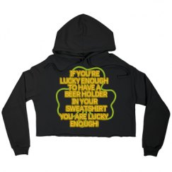 Ladies Relaxed Fit Cropped Fleece Hoodie