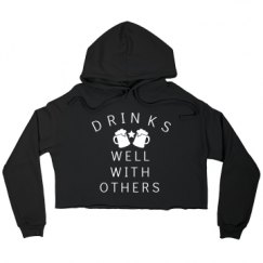 Ladies Relaxed Fit Cropped Fleece Hoodie