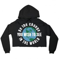 Ladies Relaxed Fit Cropped Fleece Hoodie