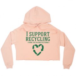 Ladies Relaxed Fit Cropped Fleece Hoodie