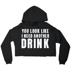 Ladies Relaxed Fit Cropped Fleece Hoodie