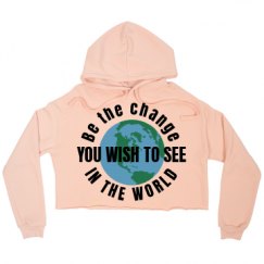 Ladies Relaxed Fit Cropped Fleece Hoodie