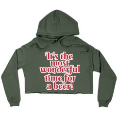 Ladies Relaxed Fit Cropped Fleece Hoodie