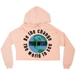 Ladies Relaxed Fit Cropped Fleece Hoodie