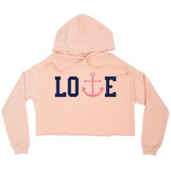 Ladies Relaxed Fit Cropped Fleece Hoodie
