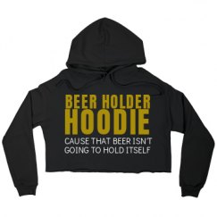 Ladies Relaxed Fit Cropped Fleece Hoodie