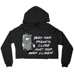 Ladies Relaxed Fit Cropped Fleece Hoodie