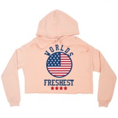 Ladies Relaxed Fit Cropped Fleece Hoodie