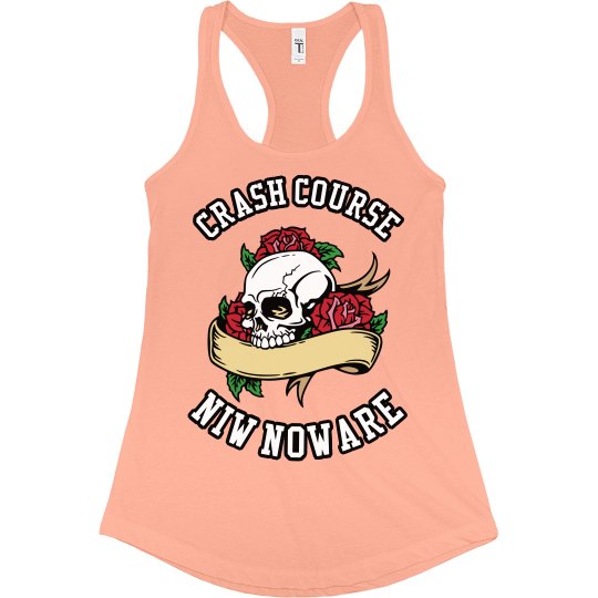CRASH COURSE NIW LADIES SLIM FIT RACERBACK TANK TOP CRASH COURSE NIW LADIES SLIM FIT RACERBACK TANK TOP