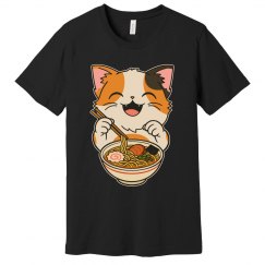 Funny Cat Ramen Graphic Tee Japanese Kawaii Anime Cat