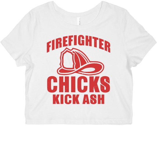 Firefighter Chicks Kick Ash Crop Tee Firefighter Chicks Kick Ash Crop Tee