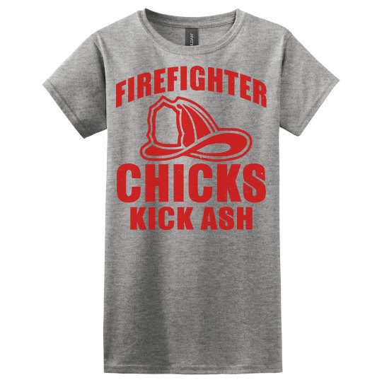 Firefighter Chicks Kick Ash Ladies Relaxed Basic Tee Firefighter Chicks Kick Ash Ladies Relaxed Basic Tee