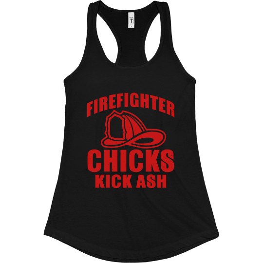 Firefighter Chicks Kick Ash Slim Racerback Tank Firefighter Chicks Kick Ash Slim Racerback Tank