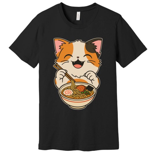 Funny Cat Ramen Graphic Tee Japanese Kawaii Anime Cat