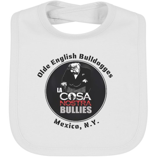 La Cosa Nostra Baby Bibs- White, Pink, & Baby Blue La Cosa Nostra Baby Bibs- White, Pink, & Baby Blue