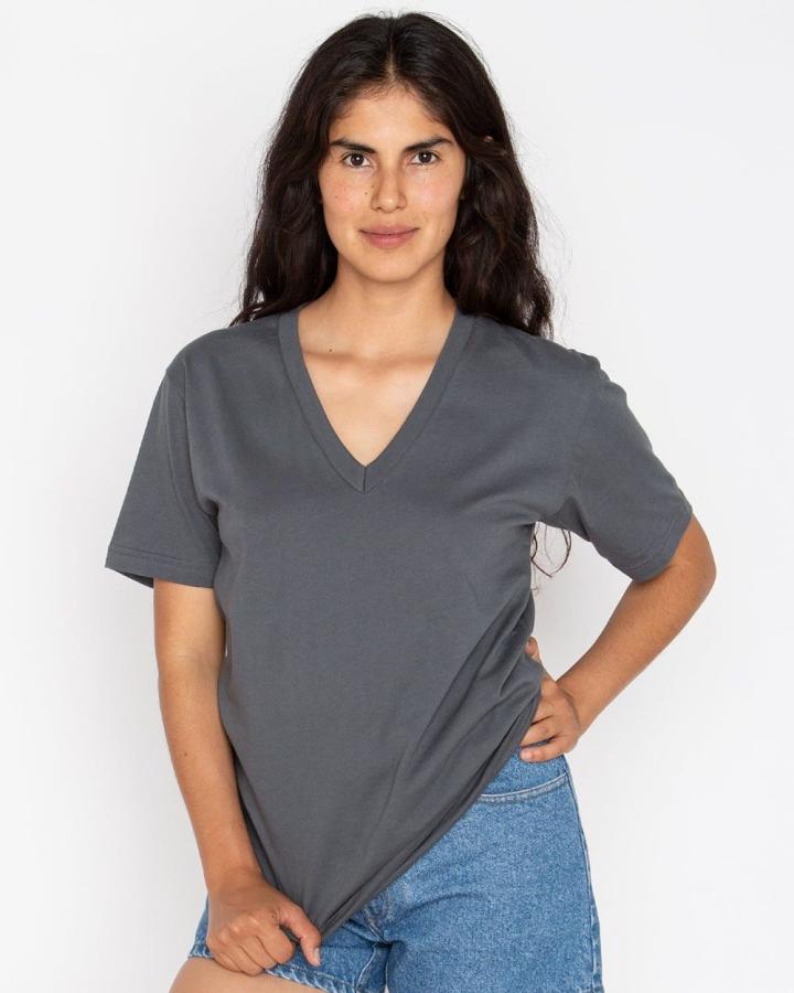 USA-Made Fine Jersey V-Neck T-Shirt - 24056-LosAngelesApparel