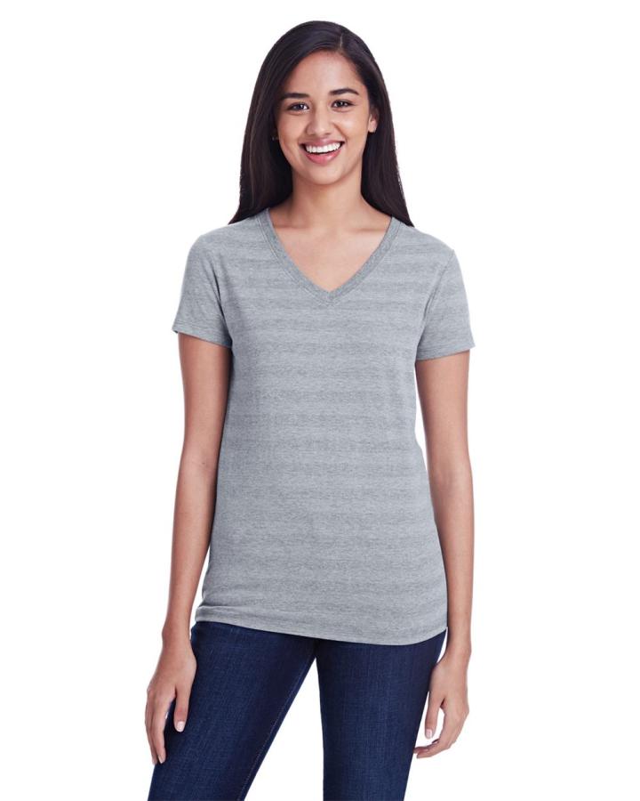 Ladies‘ Invisible Stripe V-Neck T-Shirt - 252RV-ThreadfastApparel
