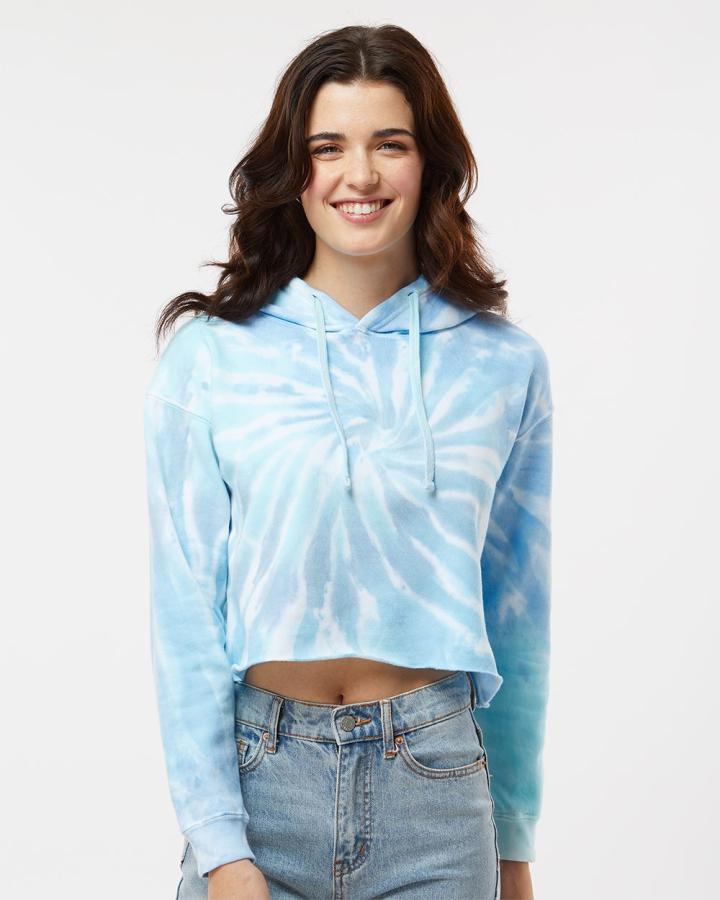 Women‘s Tie-Dyed Crop Hooded Sweatshirt - 8333-Colortone