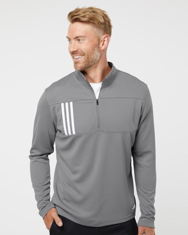3-Stripes Double Knit Quarter-Zip Pullover - A482-Adidas