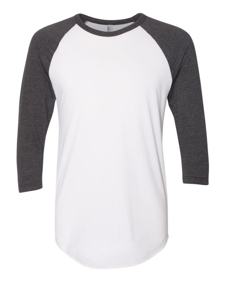 USA-Made 50/50 Poly/Cotton Raglan Three-Quarter Sleeve Tee - BB453-AmericanApparel