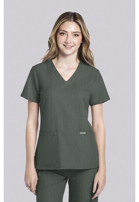 2 pocket V-Neck Top - CK953AV-Cherokee