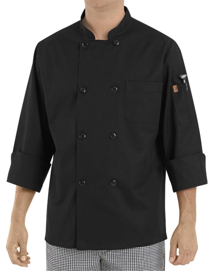 Eight Pearl ButtonÂ Black Chef Coat - KT76-ChefDesigns