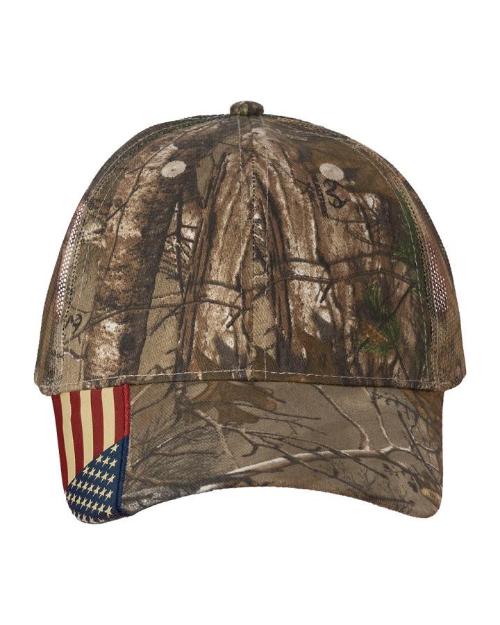 Camo Woven USA Flag Mesh Cap - LC350M-Kati