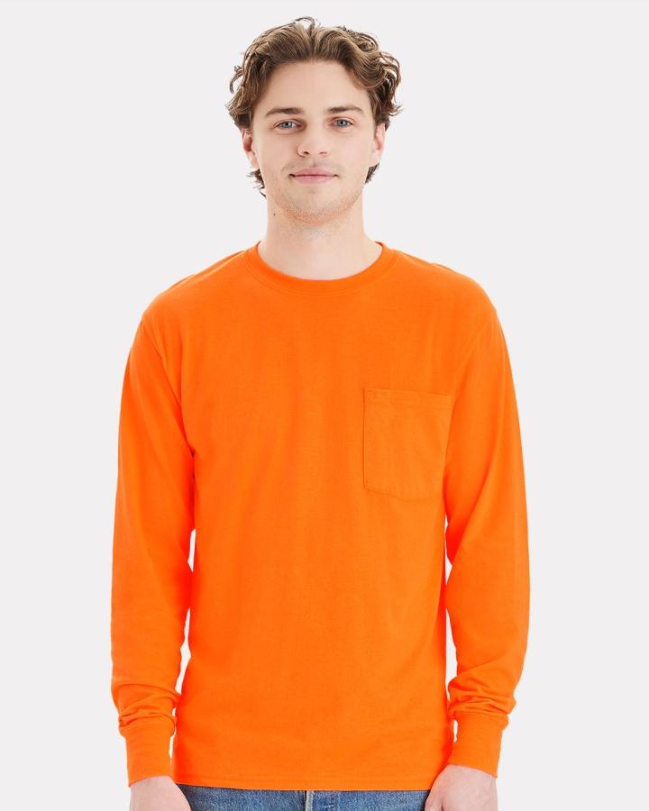 Adult Workwear Long-Sleeve Pocket T-Shirt - W120-Hanes
