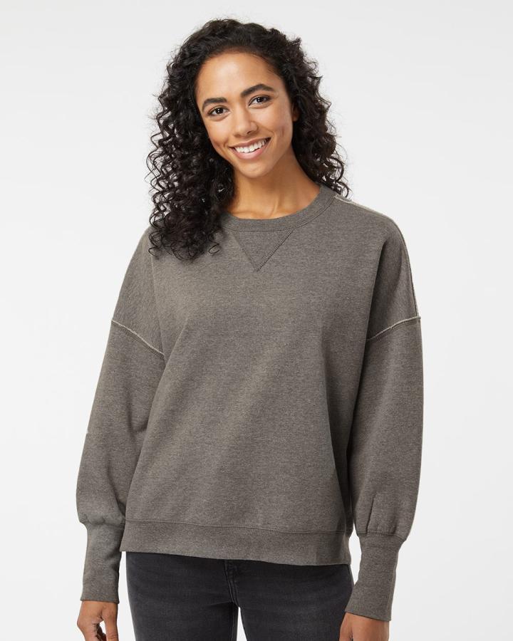 Women‘s Sueded Fleece Crewneck Sweatshirt - W22712-MV_Sport