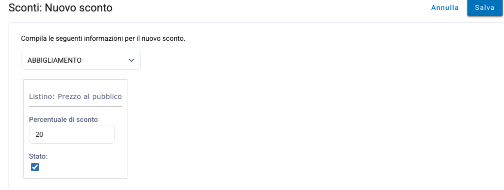 Lo sconto per categoria