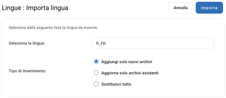 L'importazione di una lingua