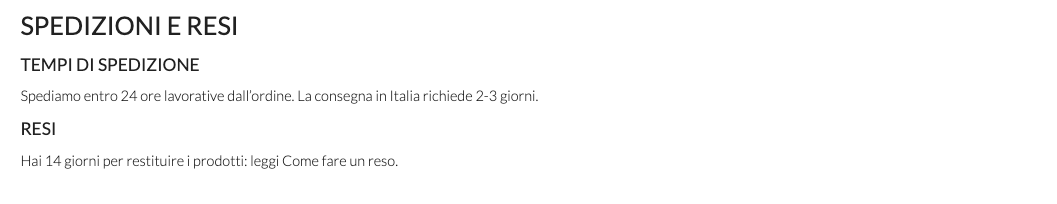 La pagina personalizzata sul sito, con il titolo e il contenuto