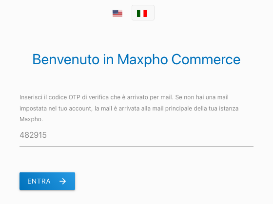 Il campo per il codice di verifica ricevuto per e-mail