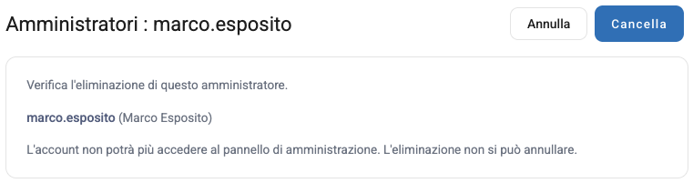 La conferma dell'eliminazione di un amministratore