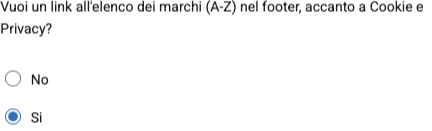 L'opzione per il link all'elenco dei marchi nella scheda Configura